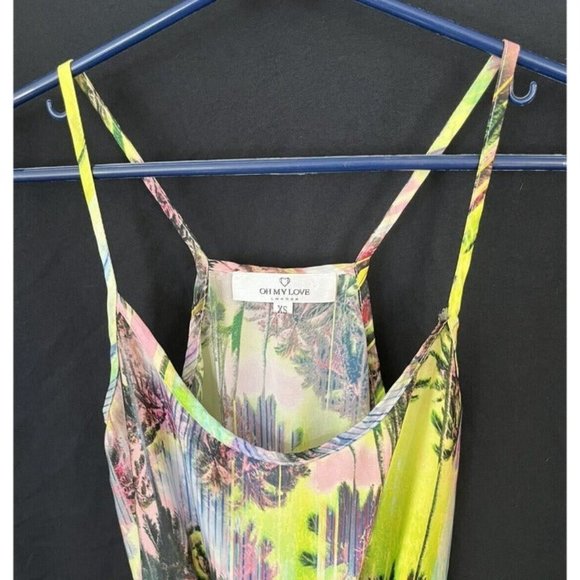 Oh My Love London Neon Green Playsuit Romper Women's Size XS Neon Palm Trees - Picture 6 of 7